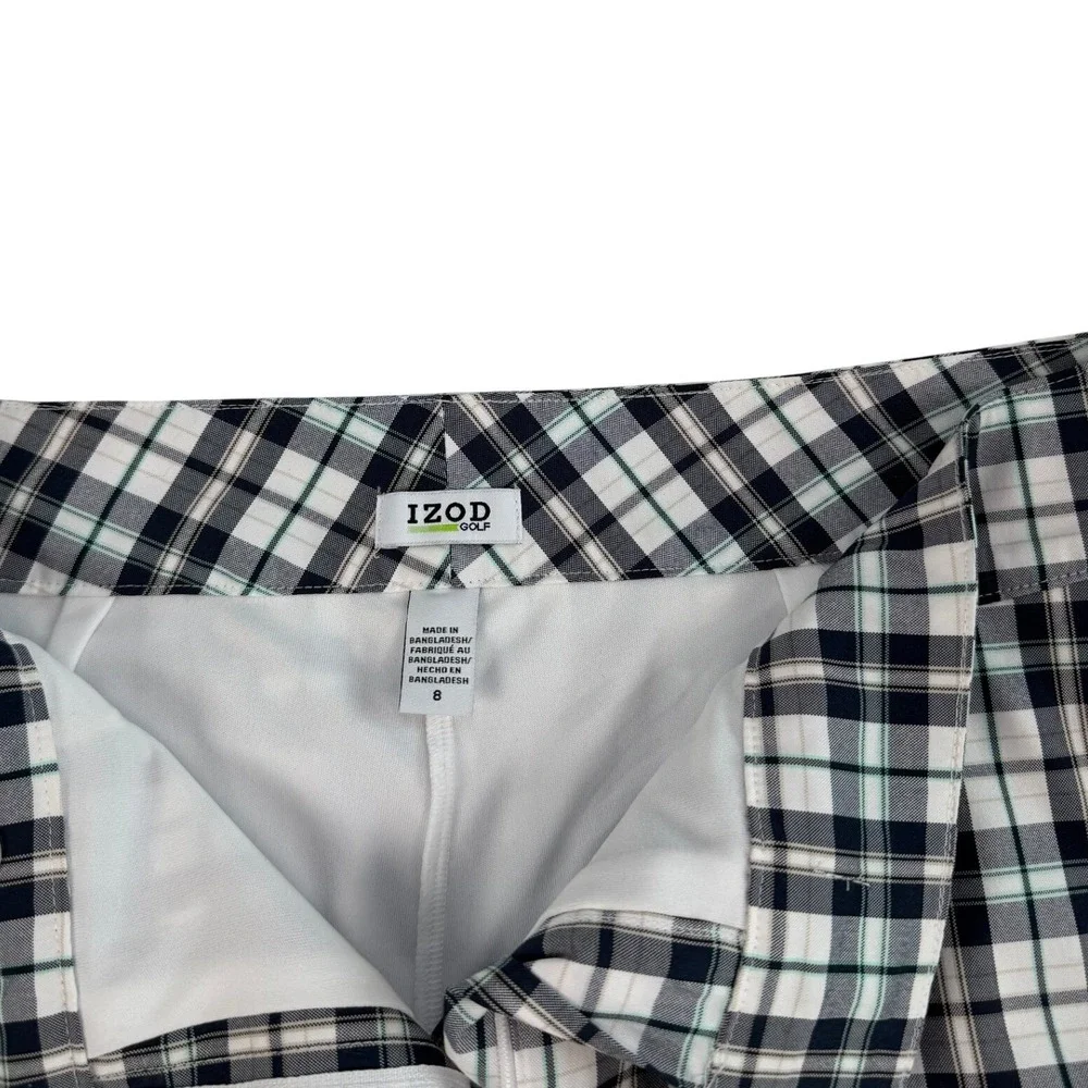 IzodGolf Skort Black White Plaid Performance Activewear Skirt Women's Size 8 - Picture 5 of 8